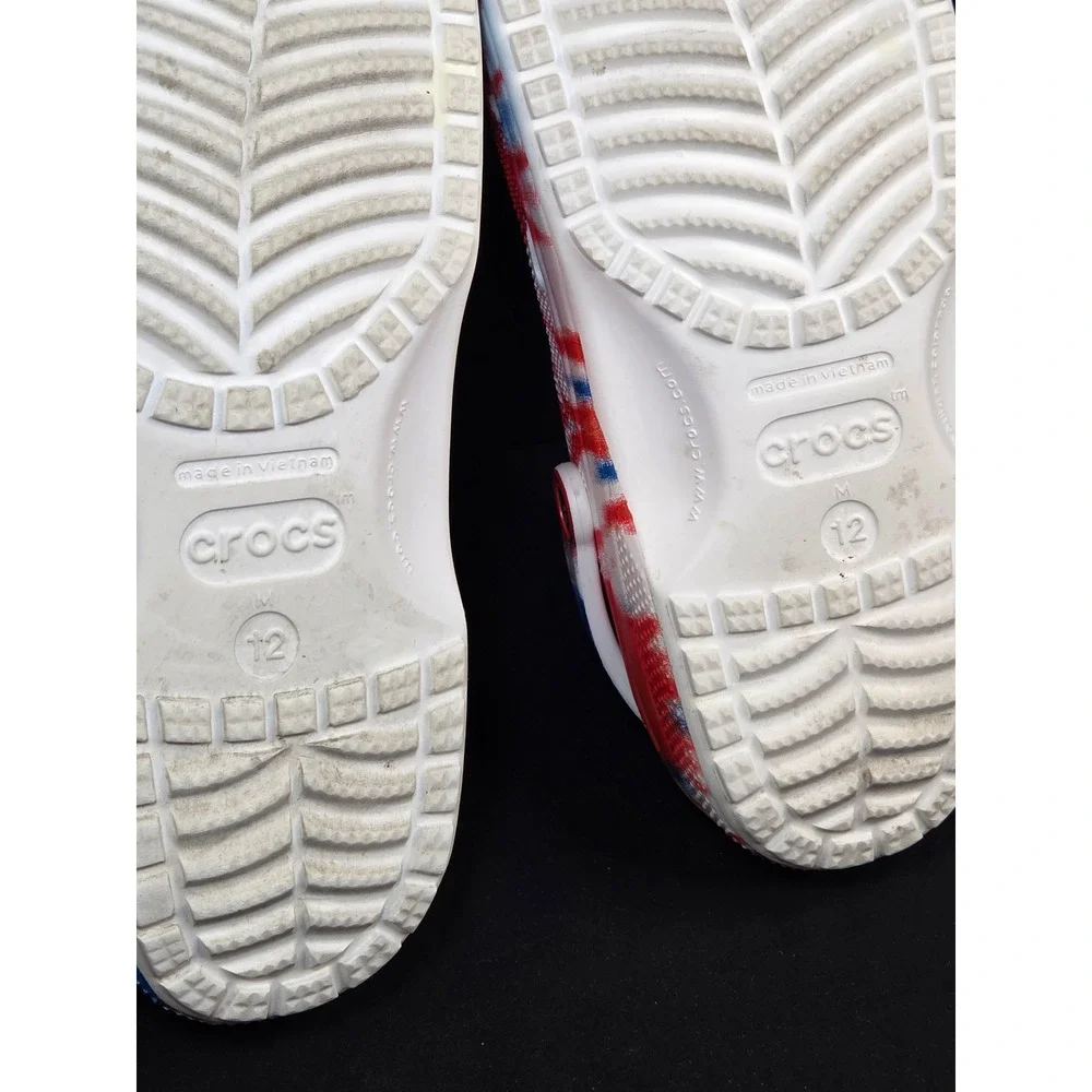 Crocs Classic Tie Dye Clog Mens‎ 12 Red White Blue Patriotic Slip On Shoes
